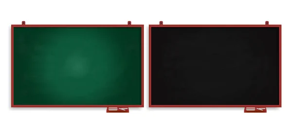 Reális Készlet Zöld Tábla Fekete Kréta Vektor Illusztráció Kréta Keret — Stock Vector