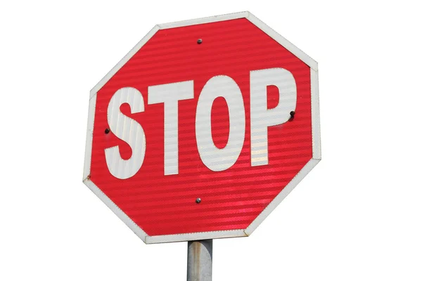 Red Stop Sign Isolerad Ren Vit Bakgrund Regleringsvarning För Vägtrafik — Stockfoto