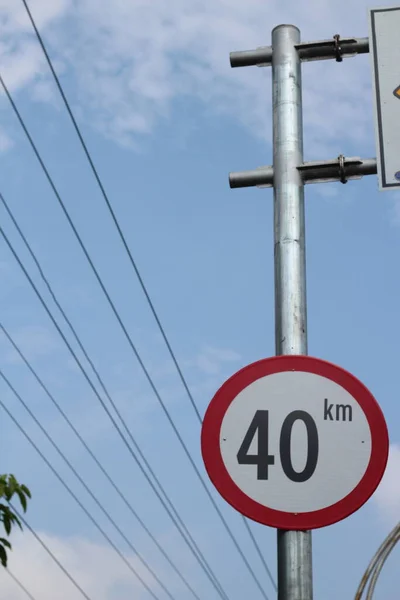 Портрет Дорожніх Знаків Містить Інформацію Використання Швидкості Год — стокове фото