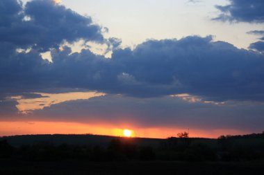 Ormanın üzerinde güzel bir gün batımı