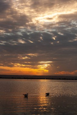 Gölün üzerinde güzel bir gün batımı