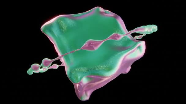 闪闪发光的液蓝粉红立方体形状和金属流圈旋转3D 30Fps运动动画设计无缝回路 — 图库视频影像