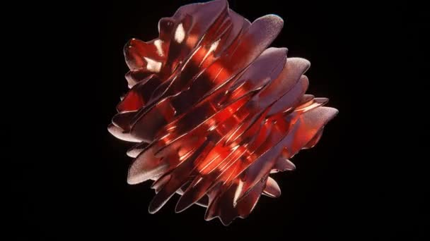 Abstract Flower Rose Animation Glitter Metallic Liquid Fluid Sphere Shape — Stock Video