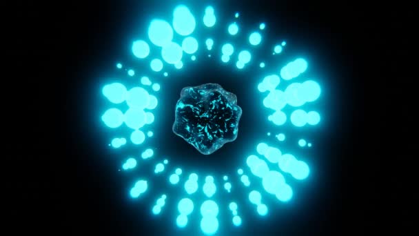 Абстрактний Екран Завантаження Сяючі Блакитні Сфери Морфів Темряві Гіпнотичний Деформаційний — стокове відео