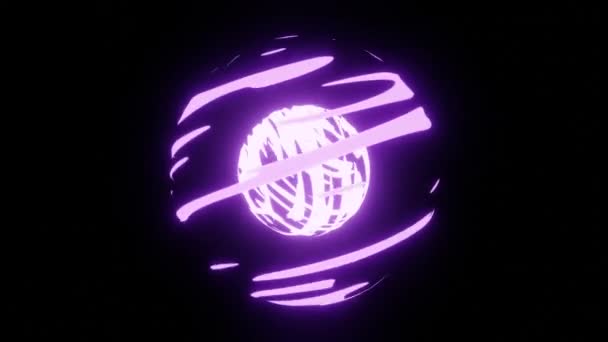 Abstracto Lazo Sin Costura Fondo Púrpura Esfera Rosa Neón Resplandor — Vídeos de Stock