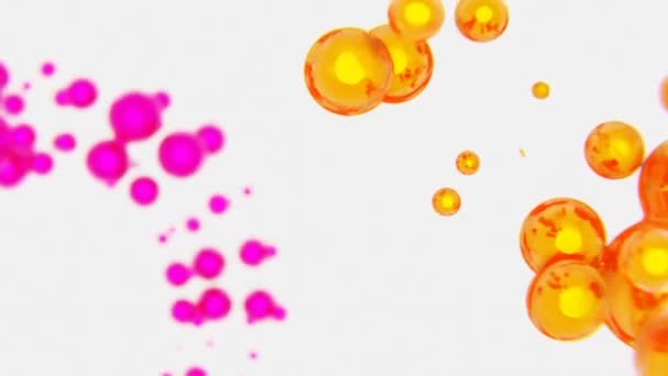 Abstrato Groovy Fundo Retro Laranja Rosa Orbes Morfológicos Rotativos Esferas — Vídeo de Stock