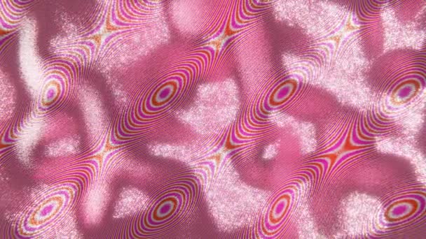 Abstract Glitter Looped Background Glowing Pink Orange Fabric Texture Lines — Stock Video