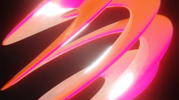 三维涡旋背景 亮粉色和橙色的霓虹灯墙纸 皱巴巴的纹理 旋转的运动 连接的概念 无缝圈动画 4K30 Fps视频 — 图库视频影像