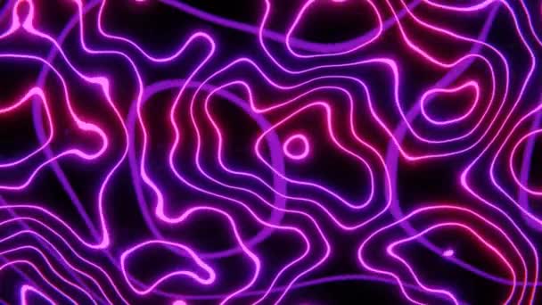 Abstracte Groovy Vervormde Hoepels Geanimeerde Achtergrond Paars Roze Golven Donkere — Stockvideo