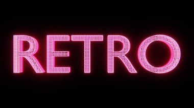 Soyut 3D parlayan neon retro 80 'lerin işaret levhası ampul canlı renk grafikleri 4K bilgisayar grafikleri yüz gece kulübü eğlence modası lazer arka planı