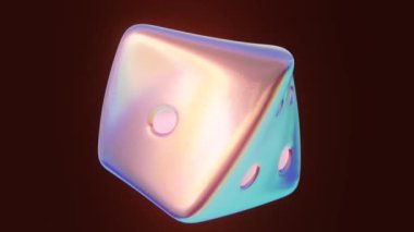 Soyut 3D neon neon neon yansıtıcı zar dönüş dönüş dönüş retro disko fevkalade oyun şans şans şans şans şans devri dikişsiz döngü animasyonu 4K 30 fps duvar kağıdı arkaplan