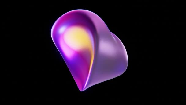 Abstrato Iridescente Transformando Fluido Vibrante Líquido Romance Coração Forma Esfera — Vídeo de Stock