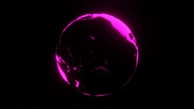 Dünya Günü soyut 3 boyutlu hologram küresi neon retro gezegen dönüş uzayı renkli gökkuşağı gradyan parti gece kulübü izole edilmiş 4K 30 fps kusursuz döngü duvar kağıdı