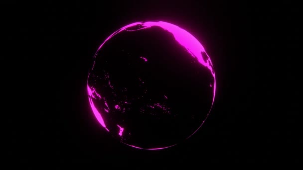 День Земли Абстрактная Сфера Голограммы Неоновая Диско Ретро Планета Вращение — стоковое видео