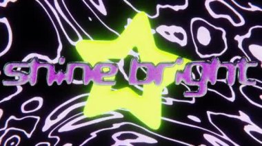 Soyut 3d siber uzay fütüristik parlak kelime cümlesi mesajı Infographic neon retro star rengarenk rengarenk kontrast fevkalade dalgalı eğriler karikatür arkaplan olayı 4K 30 fps sonsuz animasyon