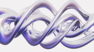 Soyut 3d modayı takip eden, metalik sıvı, parlak, krometik, kıvrımlı, spiral, sürreal, fraktal ışık temalı gökyüzü yansıması gümüş, monokrom, sonsuz döngü animasyonu 4K 30 fps