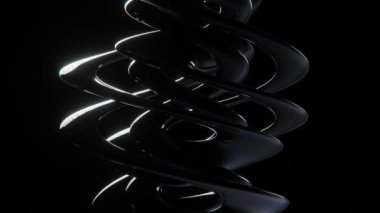 Soyut 3D eğri, metalik sıvı, parlak krom, yansıtıcı yılan, sürüngen, sürrealist fraktal, kıvrım sarmal, tek renkli animasyon 4K 30 fp.