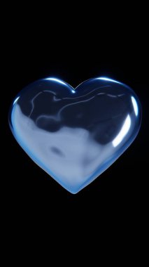 Soyut 3D sıvı su kalp şekli damlacık baloncuk aşk sevgili düz dikey duvar kağıdı poster fütüristik romantizm akışı sosyal medya arka planı 4K