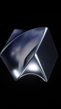 Soyut 3d sıvı metalik krom parlak küp yansıtıcı gerçeküstü sosyal medya hikaye formatı animasyon arka plan duvar kağıdı siyah beyaz gradyan sanat tasarımı 30 fps 4K video