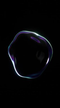 Soyut 3D fütüristik şekilli holografik krom yanardöner prizma sıvı petrol baloncuğu küre sıvı sıvı gradyan renkler siyah zemin animasyon döngüsü dikey sosyal medya hikayesi poster 4K 30 fps