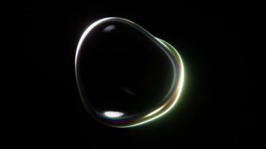 Soyut 3D şekil animasyon döngüsü fütüristik holografik prizma şeffaf sıvı yağ baloncuğu küre sıvı renk gradyan gökkuşağı renk siyah arkaplan hareket posteri 4K 30 fps duvar kağıdı