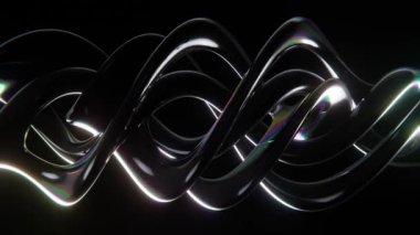 Soyut 3D dikey sosyal medya içeriği eğrisi trend metalik sıvı parlak krom benzin renkleri gradyan spiral animasyon video