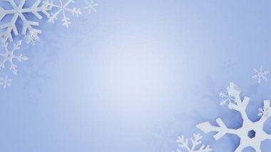 Soyut 3 boyutlu ışıltı kar taneleri yatay video olayı Yılbaşı şenlikli mutlu noeller boş fotokopi alanı izole edilmiş tebrik kartı maketi sunum poster süslemesi döngüsü için 