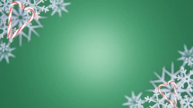 Soyut 3D kar tanesi kamışı şeker kamışı yatay arkaplan şenliği mutlu noel kutlaması kartı düzenleme mevsimlik çerçeve boş alan tasarım elementi canlandırması