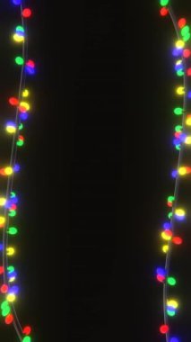 Soyut 3D dikey telefon kış arka planı Neon RGB önderliğindeki Mutlu Noel ışıkları çerçeve çerçeve çerçeve kutlama kartı boş alan parıltısı Mutlu Yıllar Navidad döngü sosyal medya içeriği