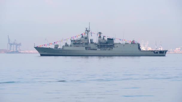 Saloniki Grecja Października 2022 Helleńska Fregata Marynarki Wojennej Spetsai 453 — Wideo stockowe