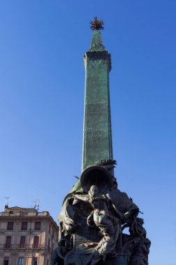 1895 bronze monument of the Five Days of Milan with obelisk at Piazza Cinque Giornate in Milano, Italy.