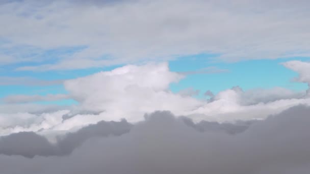 Travel Flying Stratocumulus Puffy Clouds Descending Full Clouds Pov Passenger — Vídeo de Stock