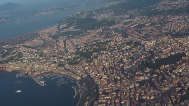 Flying Naples Italy Day View Cruising Low Altitude Terrain Coastline — Stockvideo