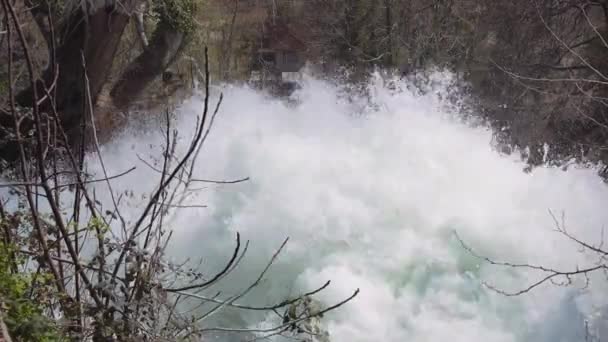 Velké Množství Vodních Kaskád Formuje Přírodní Vodopád Edessa Northern Greece — Stock video