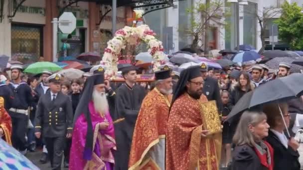 Tessalônica Grécia Abril 2023 Sexta Feira Santa Ortodoxa Procissão Epitáfio — Vídeo de Stock