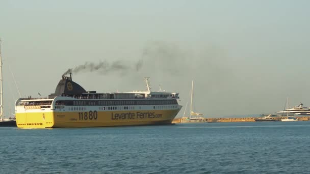 希腊Zakynthos 2021年7月11日 Liior Levante Levante Ferries Car Passenger Boat Distinctive — 图库视频影像