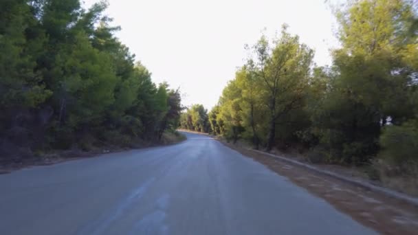 Αγροτικό Τοπίο Αυτοκίνητο Χαμηλής Ταχύτητας Pov Πρόσθια Όψη Ημέρας Οδήγηση — Αρχείο Βίντεο