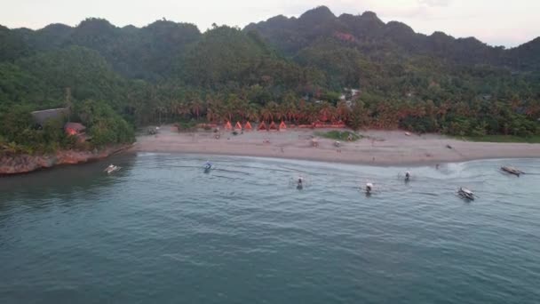 Bateaux Pêche Coucher Soleil Sur Île Plage Tropicale Images Haute — Video