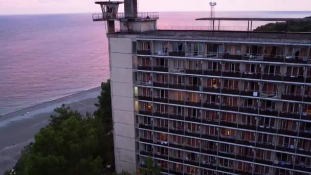 Resort Pitsunda Abkhazia Drone Por Sol Imagens Alta Qualidade — Vídeo de Stock