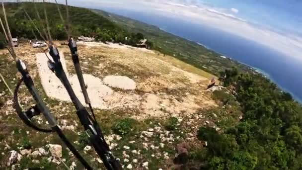 Paragliding Tropische Eiland Oceaan Hoge Kwaliteit Beeldmateriaal — Stockvideo