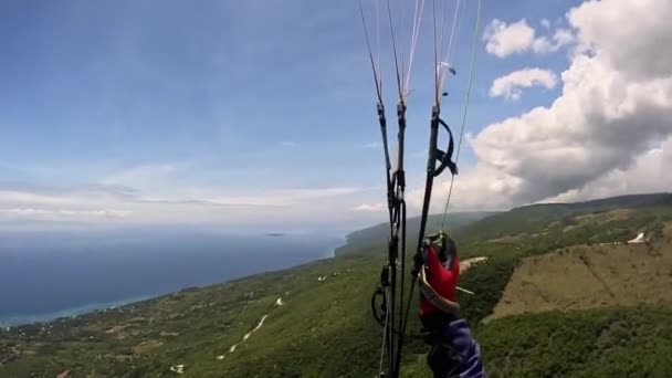 Paragliding Tropischen Insel Ozean Hochwertiges Filmmaterial — Stockvideo