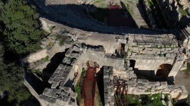 Demre Turkey 'deki Lycian mezarları İHA' dan. Yüksek kalite 4k görüntü