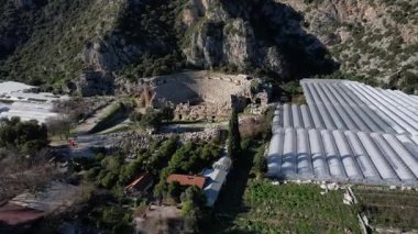 Demre Turkey 'deki Lycian mezarları İHA' dan. Yüksek kalite 4k görüntü