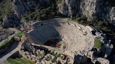 Demre Turkey 'deki Lycian mezarları İHA' dan. Yüksek kalite 4k görüntü