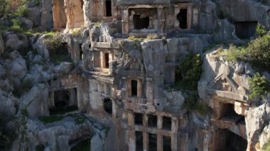 Demre Turkey 'deki Lycian mezarları İHA' dan. Yüksek kalite 4k görüntü