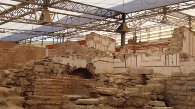 Türkiye 'nin Efes antik kentinde yaşayan varlıklı vatandaşların yaşadığı villalar. Yüksek kalite 4k görüntü
