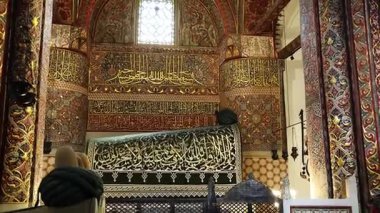 Türkiye 'nin Konya kentindeki Mevlana Müzesi. Yüksek kalite 4k görüntü