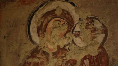 Kapadokya 'nın mağara kiliselerinde freskler. Yüksek kalite 4k görüntü