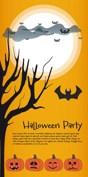 Wesołych Halloween Party Plakaty Stylu Cięcia Papieru Chmur Nocnych Drzew — Wektor stockowy