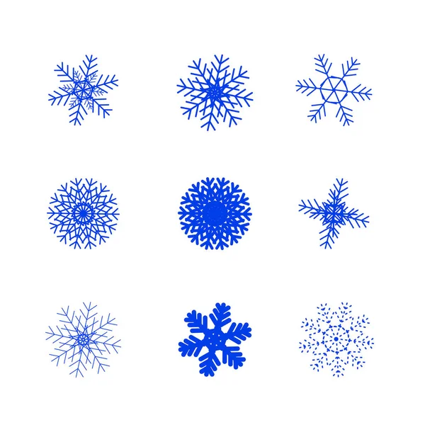Ensemble Flocons Neige Vectoriels Icônes Flocon Neige Isolé — Image vectorielle